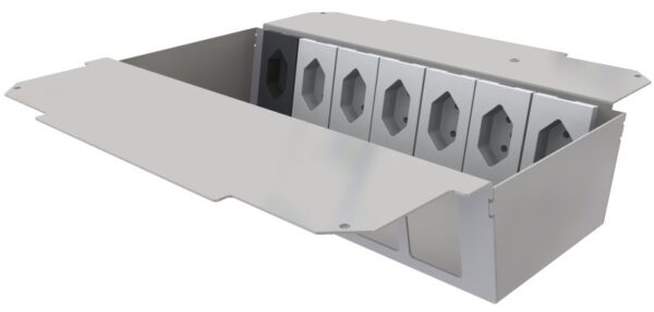 Produktbild UBD 321 331  -  Steckdoseneinsatz vertikal für 2x7 FLF inkl. 6xT13, weiss, und 1xT13, schwarz